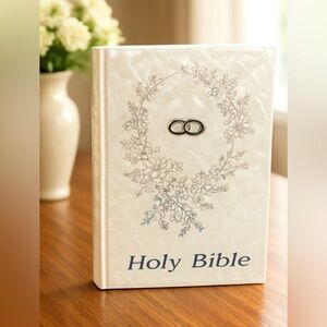 Holy Bible Monar Pearly Wedding Anniversary Infinity Rings Catholic Spain RARE